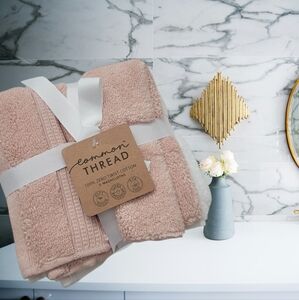 5-PK New Common Thread Soft & Absorbent Cotton Dusty Pink/White Washcloths